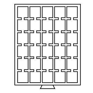 MB Münzbox mit 30 eckige Fächer, 38 x 38 mm, rauchfarben mit schwarzer Einlage