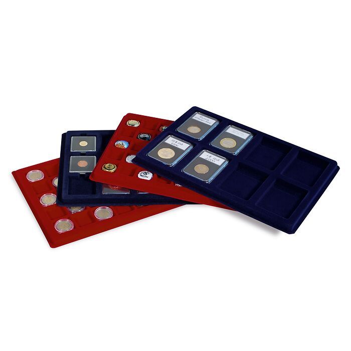 Tab Münztableau L mit 8 Fächern für US-Münzenkapseln Slabs,  blau, 2er Pack