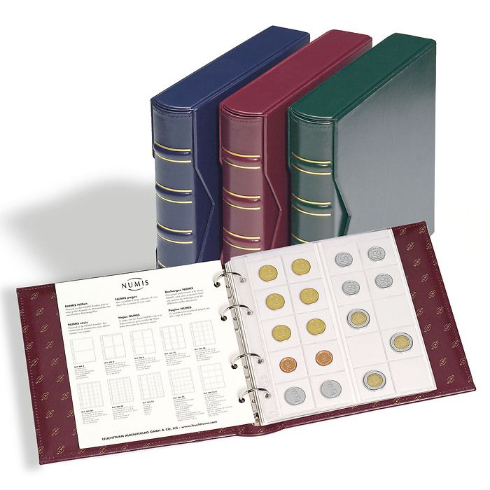 Numis Ringbinder im Classic-Design, inkl. Schutzkassette, rot