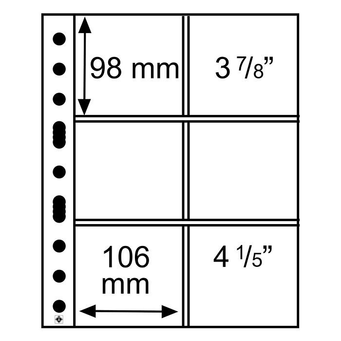 Grande Kunststoffhüllen mit 6  Taschen im Format 106x98 mm,  glasklar, 5er Pack