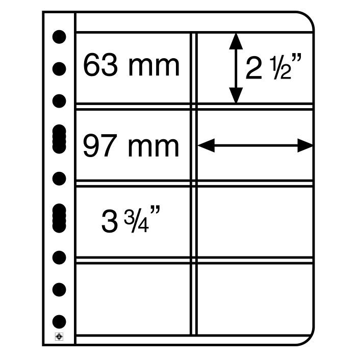 Vario Kunststoffhüllen mit 8er Einteilung, für Telefonkarten, glasklar, 5er Pack