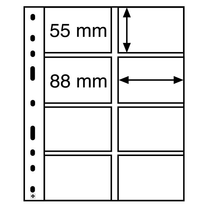 Optima Kunststoffhüllen mit 8er Einteilung, glasklar, 10er Pack