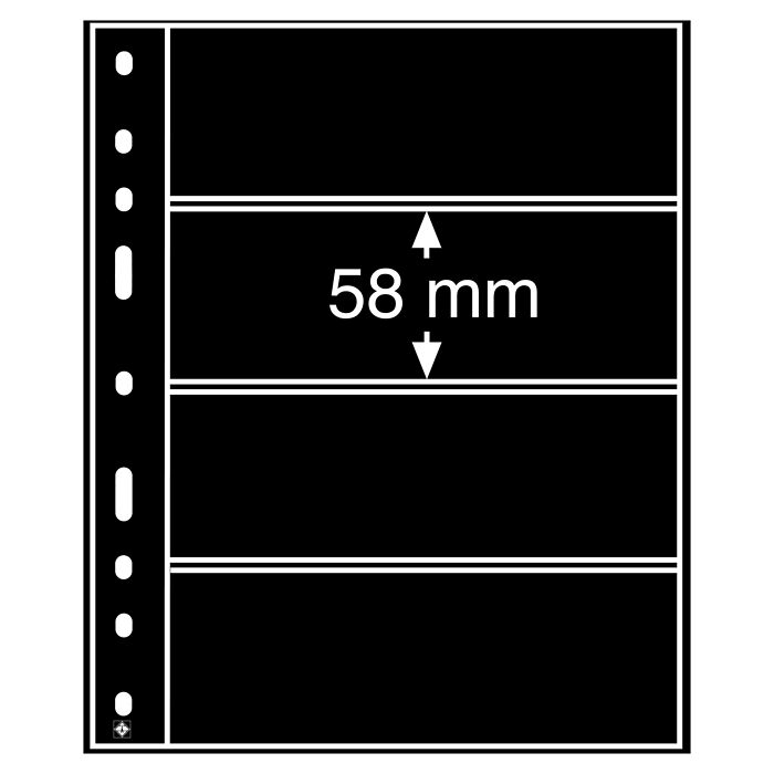 Optima Kunststoffhüllen mit 4er Einteilung, schwarz, 10er Pack