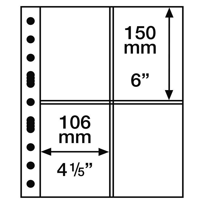 Grande Kunststoffhüllen mit 4  Taschen für Postkarten, glasklar, 5er Pack