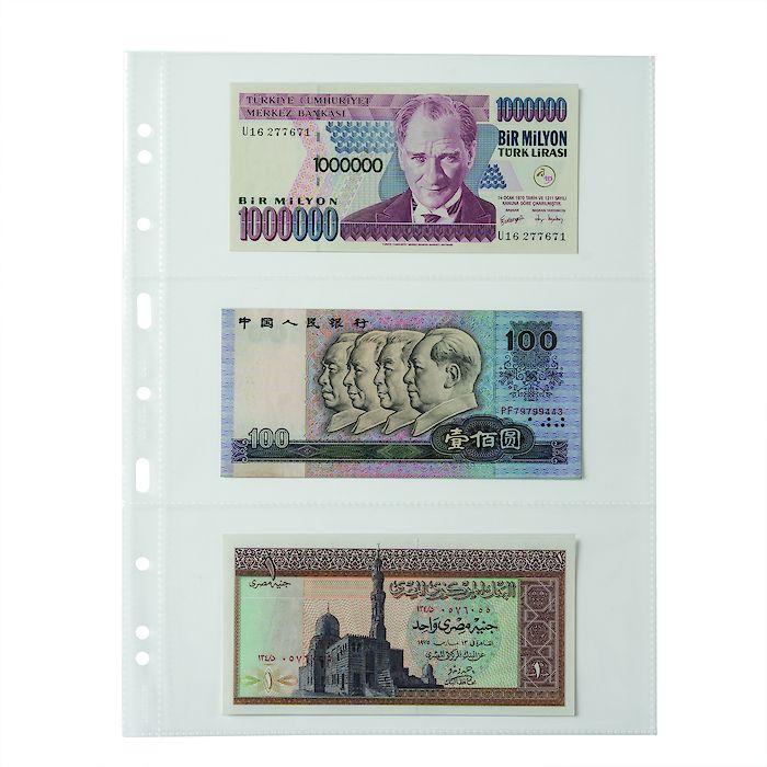 Grande Easy Kunststoffhüllen,  3 Taschen quer für Banknoten, klar, 50er Pack