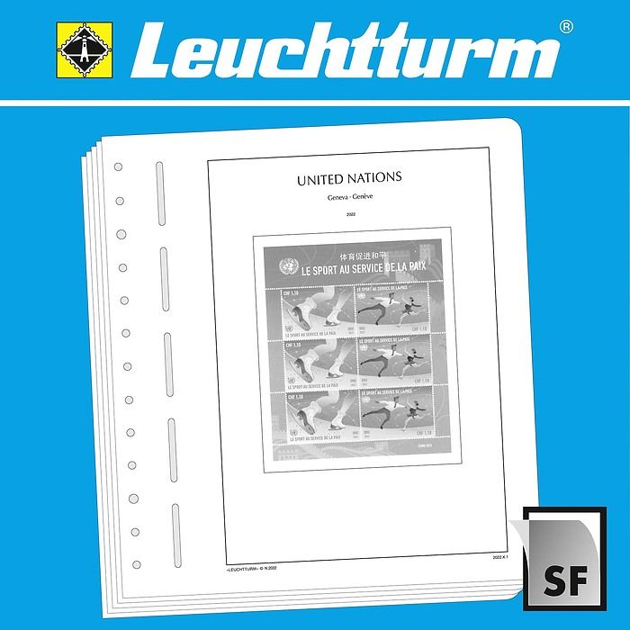 Leuchtturm Nachtrag mit Klemmtaschen UNO Genf-Kleinbogen 2019