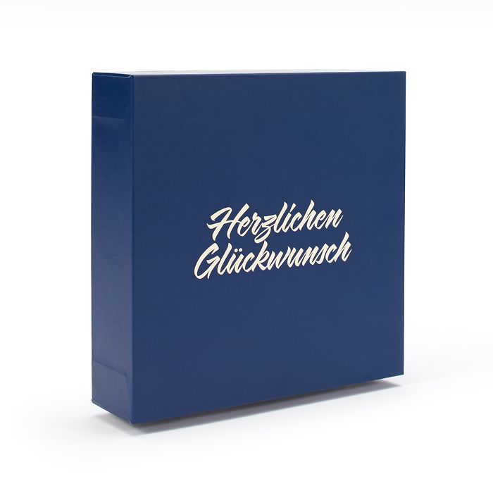 Geschenkschachtel f. einen Goldbarren in Blisterverp. „Herzlichen Glückwunsch“, klassisch